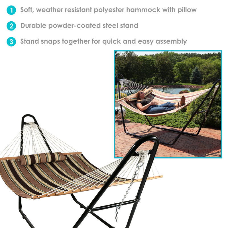 Arlmont & Co. Harrington Double Spreader Bar Hammock with Stand
